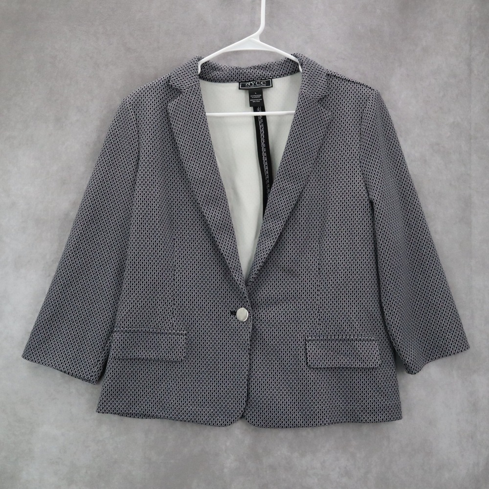 NYCC Blue Retro Classic Business Coat Notch Jacket Preppy Classic Blazer L Large